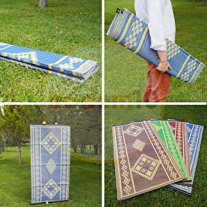 Plastik Hasır Halı Kilim Piknik Cami Park Plaj Bahçe Balkon Teras Kamp Outdoor Karavan Mat 90x180 Cm