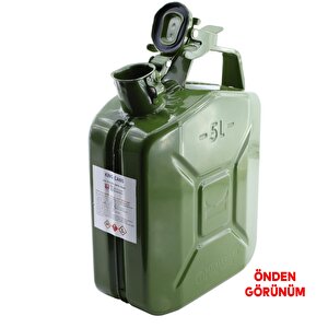 Metal Benzin Bidonu 5 Litre Akaryakıt Mazot Taşıma Doldurma Depolama Bidonu + Aktarma Borusu