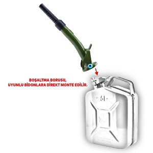 Metal Benzin Bidonu 5 Litre Akaryakıt Mazot Taşıma Doldurma Depolama Bidonu + Aktarma Borusu