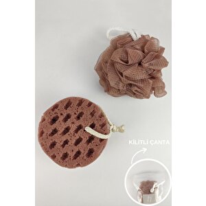 2’li Banyo Vücut Duş Lifi Ve Sünger Seti Gül Kurusu - Thn73919 C1-1-18