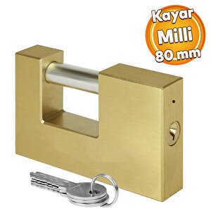 Kepenk İşyeri Kapısı Kilidi Yassı Çelik Kayar Milli Asma Kilit Kapı Emniyet 80 Mm 3 Anahtarlı Metal