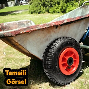 El Arabası Yük Taşıma Arabası Tekeri Burçlu Şişme Şambelli İç Lastikli Teker 240x85 Mm Plastik Jant