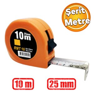 Plastik Kaplamalı Bükülebilir Sert Metal Ölçü Ölçme Şerit Metre 10 Metre 25  Mm Mezura