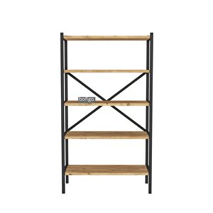 Bofigo 5 Raflı Kitaplık Dekoratif Kitaplık Metal Kitaplık Ofis Kitaplığı Urartu Çam
