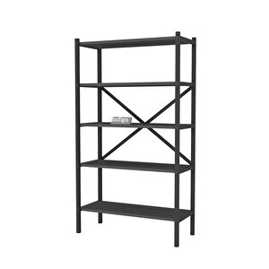 Bofigo 5 Raflı Kitaplık Dekoratif Kitaplık Metal Kitaplık Ofis Kitaplığı Urartu Antrasit