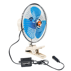 Araç Içi Vantilatör Oto Pervane 8" 24 Volt Uyumlu Mandallı Çakmaklık Girişli