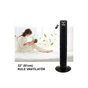 Airking Noa Sanayi Tipi Uzaktan Kumandalı Kule Vantilatör Siyah