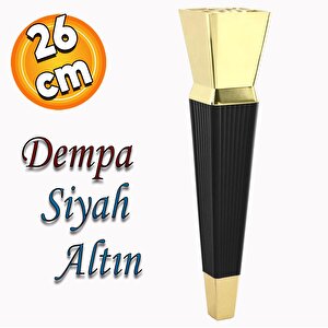 Dempa Lüks Mobilya Yükseltici Kanepe Tv Ünitesi Konsol Koltuk Ayağı Baza Ayakları Siyah Altın 26 Cm