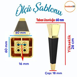 Dempa Lüks Mobilya Yükseltici Kanepe Tv Ünitesi Konsol Koltuk Ayağı Baza Ayakları Siyah Altın 26 Cm