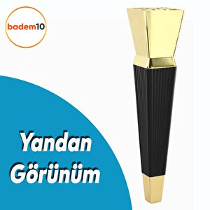 Dempa Lüks Mobilya Yükseltici Kanepe Tv Ünitesi Konsol Koltuk Ayağı Baza Ayakları Siyah Altın 26 Cm