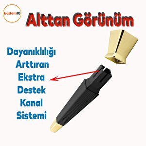 Dempa Lüks Mobilya Yükseltici Kanepe Tv Ünitesi Konsol Koltuk Ayağı Baza Ayakları Siyah Altın 26 Cm