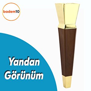 Dempa Lüks Mobilya Kanepe Sehpa Tv Ünitesi Koltuk Ayağı Baza Ayakları Kübik Ceviz Altın 26 Cm