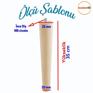 Ahşap Sehpa Masa Puf Tabure Tv Ünitesi Ayağı Ayakları M8 Civatalı 35 Cm + Bağlantı Aparatlı