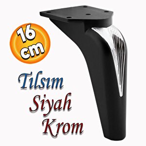 Tılsım Mobilya Yükseltci Kanepe Sehpa Tv Ünitesi Koltuk Ayağı Baza Ayakları Siyah Krom 16 Cm