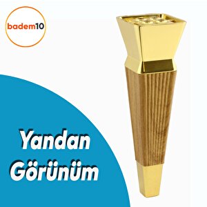 Dempa Lüks Mobilya Kanepe Sehpa Tv Ünitesi Koltuk Ayağı Baza Ayakları Açık Kübik Ceviz Altın 20 Cm