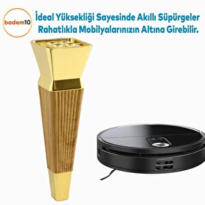 Dempa Lüks Mobilya Kanepe Sehpa Tv Ünitesi Koltuk Ayağı Baza Ayakları Açık Kübik Ceviz Altın 20 Cm