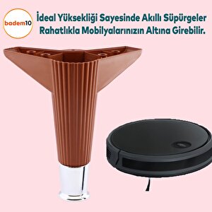 Elista Mobilya Ayağı Sehpa TV Ünitesi Ayakları Yükseltici 15 Cm Ceviz Krom 8 Adet