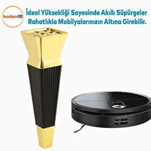 Dempa Lüks Mobilya Yükseltici Kanepe Sehpa Tv Ünitesi Koltuk Ayağı Baza Ayakları Siyah Altın 20 Cm