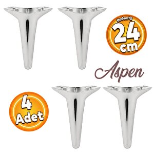 Aspen Lüks Mobilya Kanepe Sehpa Puf Koltuk Ayağı Krom Baza Ayak 24 Cm (4 Adet)