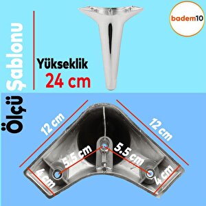 Aspen Lüks Mobilya Kanepe Sehpa Puf Koltuk Ayağı Krom Baza Ayak 24 Cm (4 Adet)