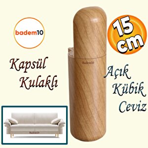 Kapsül Mobilya Kanepe Tv Ünitesi Koltuk Ayağı Baza Ayakları Ahşap Desenli Kahverengi Ceviz 15 Cm