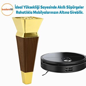 Dempa Lüks Mobilya Kanepe Sehpa Tv Ünitesi Koltuk Ayağı Baza Ayakları Kübik Ceviz Altın 16 Cm