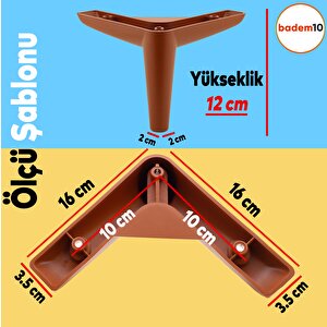 Piko Lüks Mobilya Kanepe Sehpa Tv Ünitesi Koltuk Ayağı 12 Cm Kahverengi Baza Ayak