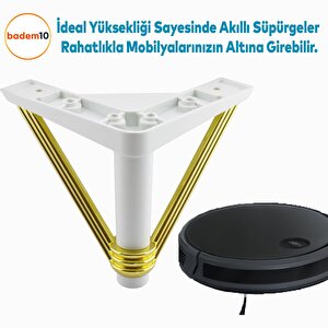 Pars Lüks Mobilya Oturma Grubu Kanepe Sehpa Tv Ünitesi Koltuk Ayağı Baza Ayakları Beyaz Altın 12 Cm