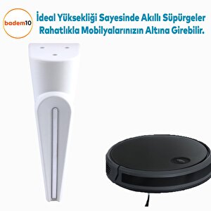 Nota Mobilya Kanepe Sehpa Tv Ünitesi Koltuk Ayağı Baza Ayakları Yükseltici Beyaz Gümüş Krom 19 Cm