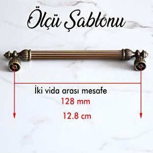 Şah 128 Mm Antik Sarı Kulp Metal Dolap Mobilya Çekmece Kapak Kulpları Mutfak Kulb Dolabı Kulpu Metal