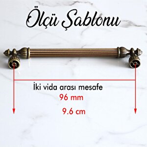 Şah 96 Mm Antik Sarı Kulp Metal Mobilya Dolap Çekmece Kapak Mutfak Kulpları Kulbu Dolabı Kulpu Metal