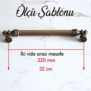 Şah 320 Mm Eskitme Antik Sarı  Metal Mobilya Mutfak Çekmece Kapak Dolap Dolabı Kulpu Kulbu Kulpları