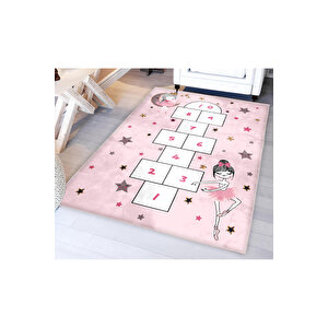 Prenses Kız Seksekli Bambu Çocuk Odası Halısı 120x175 cm