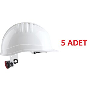 5 Adet Bbu Safety Sc 3000r - 3001 Hdpe Beyaz Renk Vida Çark Ayarlı Plastik İçlikli İş Güvenliği Bareti