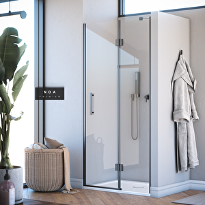 Noa Premium Menteşeli Sistem Iki Duvar Arası 1 Sabit 1 Çalışır Duşakabin125 H195 125 cm