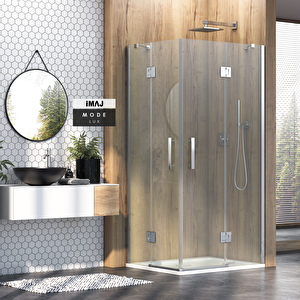 Mode Lüx Menteşeli Sistem 2 Sabit 2 Açılır Dikdörtgen Duşakabin 100*110 H195 100x110 cm