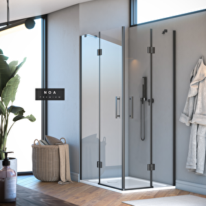 Noa Premium  Menteşeli Sistem 2 Sabit 2 Çalışır Dikdörtgen Duşakabin80*100 H195 80x100 cm