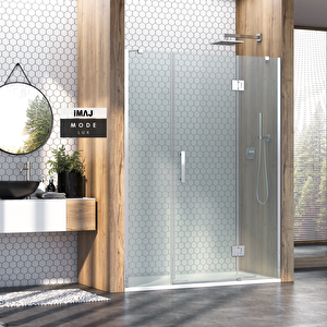 Mode Lüx Menteşeli İki Duvar Arası 2 Sabit 1 Açılır Duşakabin 195 H195 195 cm