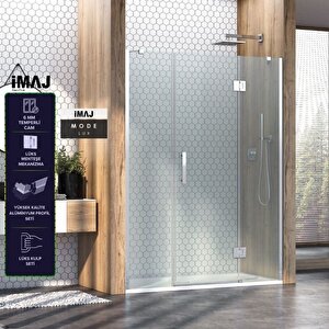 Mode Lüx Menteşeli İki Duvar Arası 2 Sabit 1 Açılır Duşakabin 177 H195 177 cm