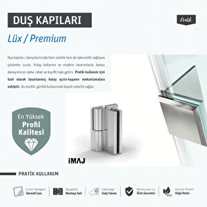 Mode Premium Menteşeli Sistem 1 Sabit 1 Açılır Yan Panelli Dikdörtgen Duşakabin 80*130 H195 80x130 cm