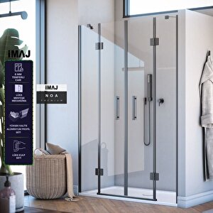 Noa Premium Menteşeli Sistem Iki Duvar Arası 2 Sabit 2 Çalışır  Duşakabin182 H195 182 cm