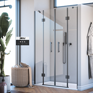 Noa Premium Menteşeli Sistem Iki Duvar Arası 2 Sabit 2 Çalışır  Duşakabin131 H195 131 cm