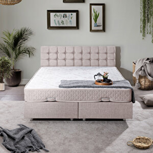 Valentino Çift Kişilik Baza Başlık Letto Yatak Seti, Beyaz 160x200 cm