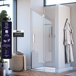 Mode Premium Menteşeli Sistem İki Duvar Arası 1 Sabit 1 Çalışır Duşakabin112 H195 112 cm