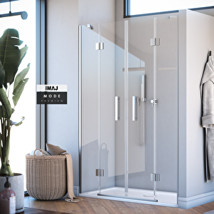 Mode Premium Menteşeli Sistem İki Duvar Arası 2 Sabit 2 Açılır  Duşakabin 175 H195 175 cm