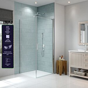 Mode Premium Boy Menteşeli Sistem 1 Sabit 1 Açılır Köşe Duşakabin100*100 H195 100x100 cm