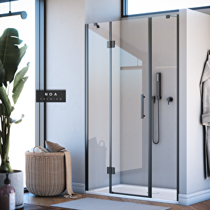 Noa Premium Menteşeli Sistem İki Duvar Arası 2 Sabit 1 Açılır Duşakabin200 H195 200 cm