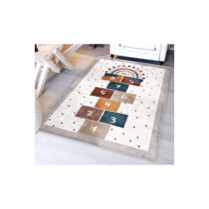 Gökkuşağıseksekli Bambu Çocuk Odası Halısı 100x150 cm