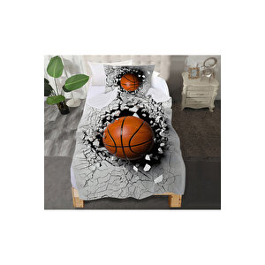 Basketbol Topu Desenli Tek Kişilik Pike Yastık Kılıflı
