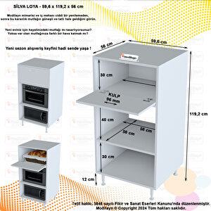 Modilayn Si̇lva 1 Kapaklı 59,6 X 119,2 X 56 Cm Büyük Fırınlar İçin 3 Derin Göz Bölmeli Ekmeklikli Mini Midi Mikrodalga Fırın Dolabı